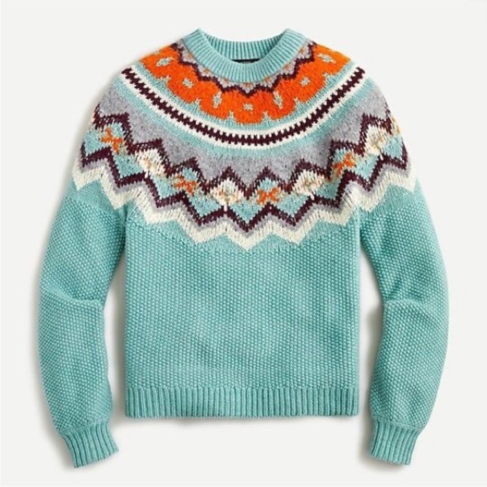 J. Crew Multicolor Fair Isle Crew Neck Sweater